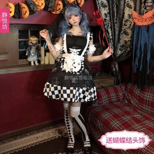 Black White Maid Costume Halloween Costume Cosplay Circus Clown Suit Beer Festival Role Play dress for women