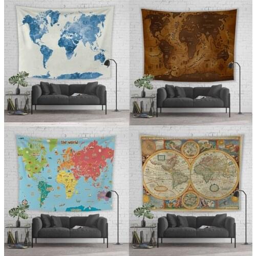 World Map Tapestry Wall Hanging Background Cloth Beach Picnic Camping Sitting Tablecloth Sofa Cover Room Decor