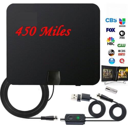 HD Digital TV Antenna Receiver Indoor TV Antenna Digital Aerial HD Freeview Amplified Thin HDTV 450 Mile Range