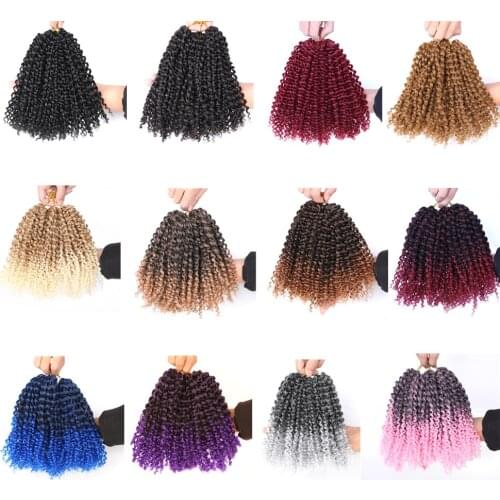 Hywamply 8" 3pcs/set Marlybob Kinky Curly Crochet Twist Hair Extensions Synthetic Pink Blonde Ombre Marley Braids Bob Style