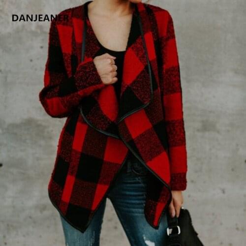 Danjeaner Autumn Knitted Sweaters Long Sleeve Plaid Pattern Cardigan Women Casual Outwear Warm Feminine Long Loose Cardigans