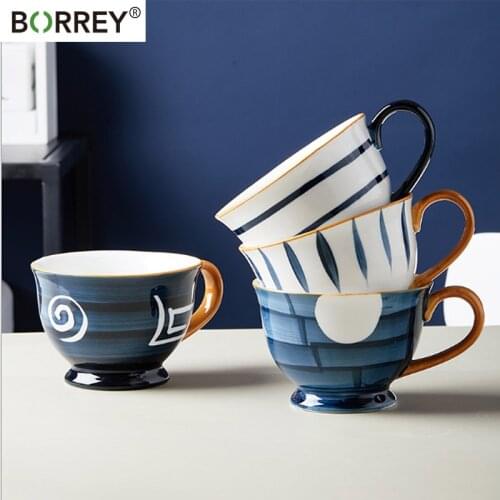BORREY Ceramic Cofee Mug Tea Cup Chinese Porcelain Water Cup 500Ml Large Capacity Household Breakfast Milk Mug Office Drink Cup