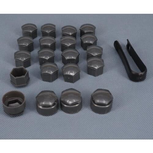 DWCX 16pcs 17mm Wheel Lug Nut Center Cover Caps + 4pcs 25mm Circle Bolt Locking Types Caps for Volkswagen VW Audi Skoda Seat