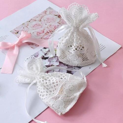 Bundle Pockets Candy Bags Pearl Yarn Jewelry Bags Ring Stud Earrings Bracelet Necklace Storage Bag Wedding Gift Bag Candy Box