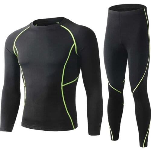 Winter Men Thermal Underwear Set Sweat Shirt Long Johns Bodycon Fit Breathable Running Skiing Fitness Gear