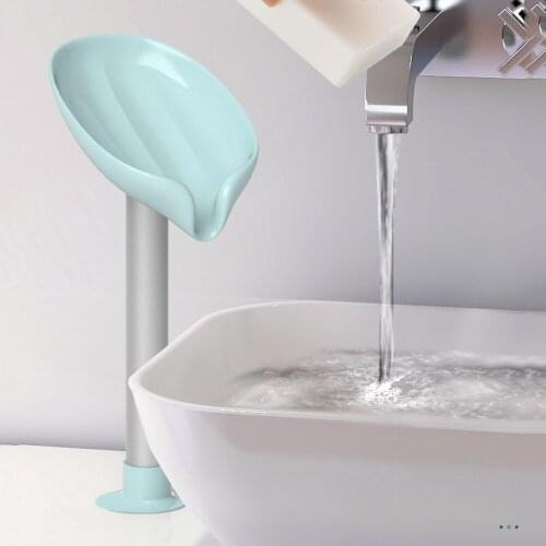 Leaf Shape Soap Box Drain Soap Holder Box Bathroom Shower Soap Holder sponge Storage Plate Tray Bathroom Supplies Bathroom Gadge