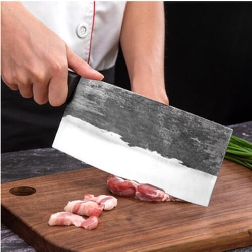 Handmade Forged Kitchen Santoku Knife Carbon Steel Forged Chinese Knife Meat Cleaver Chopper Kitchen Knives Chef Cooking Tools