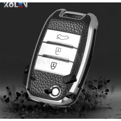 TPU+PU Car Remote Key Cover Case Shell Fob For KIA Rio Sid QL Sportage Stinger Ceed Sorento Cerato Optima Forte K2 K3 K4 K5 K6