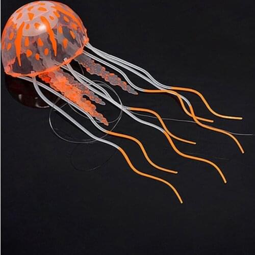 Colorful Silicone Artificial Glowing Effect Jellyfish Fish Tank Aquarium Decor Mini Submarine Ornament Decoration Aquatic Pet