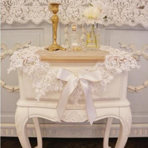 European Lace Embroidery Pendant Tablecloth Placemat Coaster Set Bedroom Balcony Coffee Small Round Table Cover Cloth Decoration