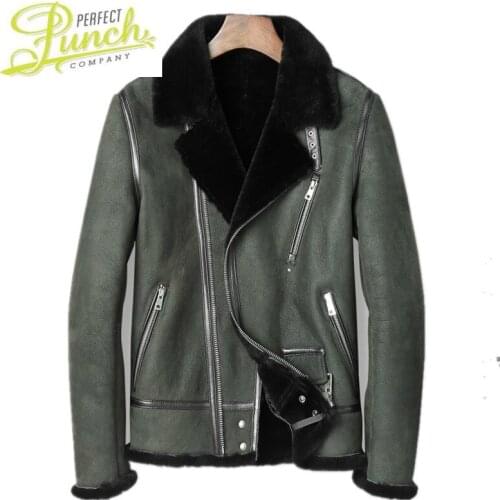 Jacket Genuine Leather Winter Real Sheepskin Coat for Men Natural Wool Fur Warm Coats Plus Size L18-5000 Y1786