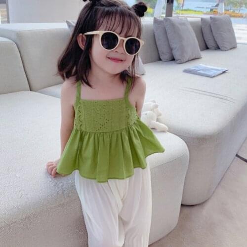 Girls Summer Sling Sleeveless Tops 2-7Y Baby Toddler Kids Cute Cotton Sling Vest Children Comfortable Breathable Blouse Clothes