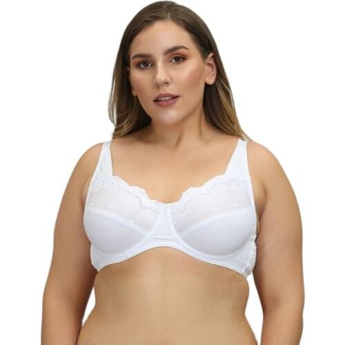 LONKKO Plus Size Bras For Women Full Coverage Lace Minimizer Bras Underwire Underwear B C D Cup Breathable Ultra-thin Lingerie