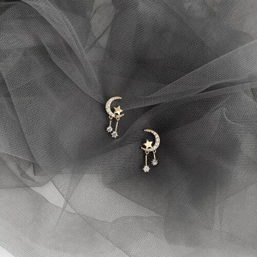 Cute woman star moon pendant earrings girl student exquisite party earring