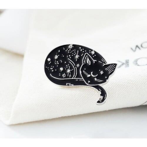 Mystical Black Cat T Enamel Pins Brooches Badge Backpack Bag Hat Leather Coat Accessories Witchcraft Brooch For Witches
