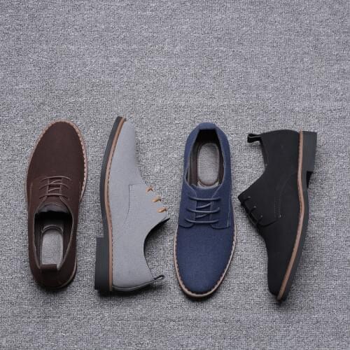 Yomior Cow Suede Lace-Up Men Casual Formal Dress Shoes Vintage Office Work Gentlemen Leather Shoe Wedding Oxfords Zapatos Hombre
