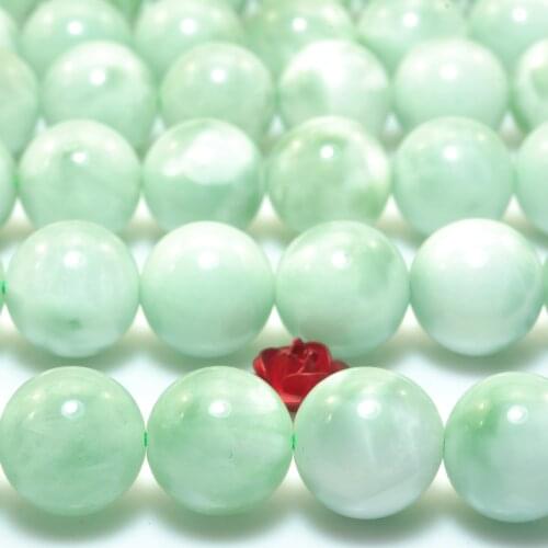 Natural Green Angelite Smooth Round Loose Beads Wholesale Gemstone Semi Precious Stone Bracelet Diy Jewelry Making Supply