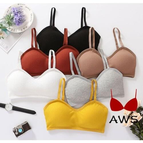 Solid color girl beauty back bra simple and comfortable with chest pad adjustable no steel ring bottom strap bra training bra