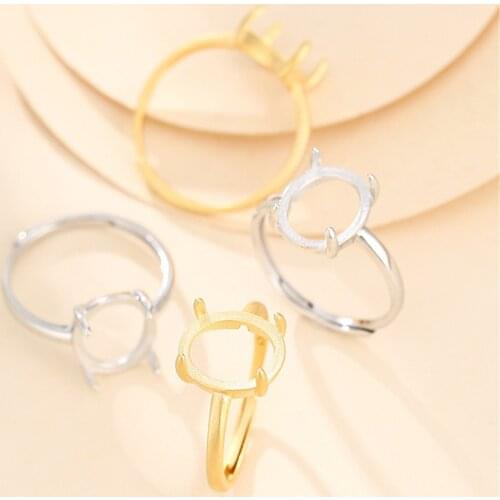 Adjustable Ring Blank for 7x9mm/8x10mm/9x11mm/10x12mm/12x16mm/13x18mm Oval Cabochons Ring Setting Gold Plated 925 Silver SR0067