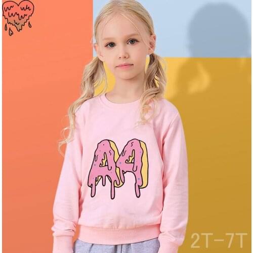 2021 Baby Girls Shirts New Fashion Long-sleeved Round Neck Cartoon Shirt Kids Donut Letters Name Childrens Tops Girls Clothing