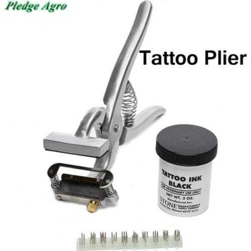 Tattoo pliers pincers clamp dog pig sheep animal identification stainless steel durable 5 digits farm equipment veterinaria equi