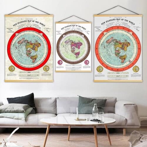 Nordic Printed Canvas Poster New Standard Map of the World Scroll Hanging Painting Modern Home Decor Living Room Modular Picture