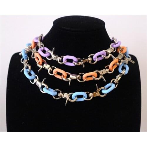 Thick Necklace Chain Choker Cuban Curb 14mm White Purple Pink Colorful Acrylic Mens Womans Jewellery Super Thick