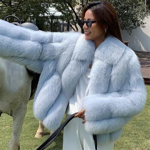 2021 Fur Coat Y2k Coats for Women Real Fox Fur Coat Fashion Stitching Luxury Outerwear Winter Thick Warm Coat Jacket Plus Size