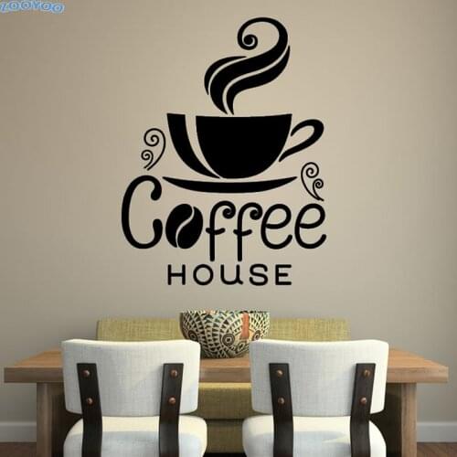 ZOOYOO Coffee Cup Wall Decal Creative Design Home Decor DIY Removable Kitchen Wall Sticker Wallpaper For Cafe Lounge