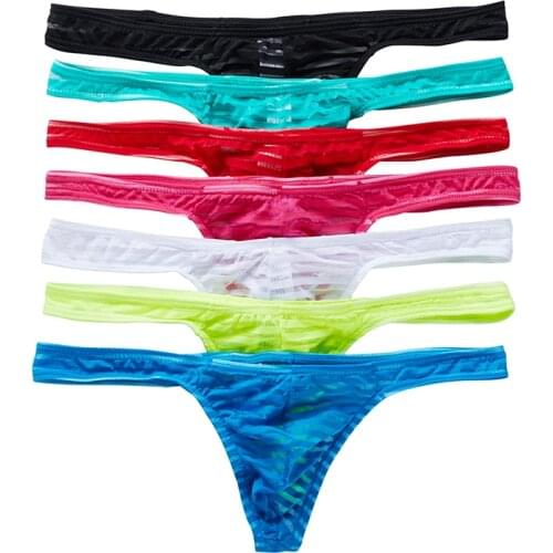 2PCS Mens Underwear Gay Mens Thong Sheer G-string Soft Erotic Jockstrap Bulge Pouch Transparent Sissy Panties Tangas Hombre