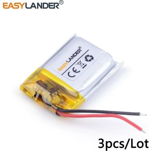 3pcs/Lot 3.7v lithium Li ion polymer rechargeable battery 401725 100mAh For GPS MP3 / 4 Recorder 041725