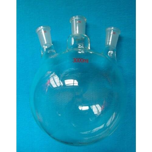 3000ml,24/40,3-Neck,Round Bottom Glass Flask,Three Necks,3L Lab Chemistry Vessel