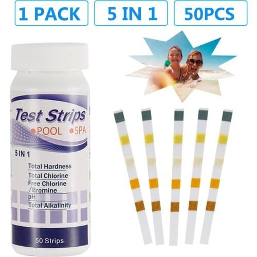 50PCS Water Quality Test Strip for Checking Water Quality Test Aquarium Fish Tank Swimming Pool Drinking Water Test Strip 5-in-1