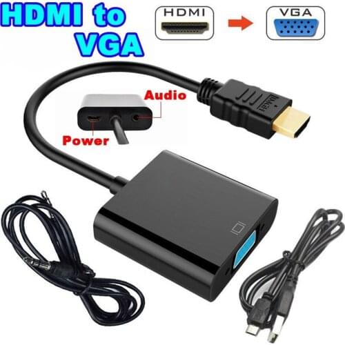100Set HDMI to VGA Converter Adapter with Audio Cable + Micro USB Power Cable Connector HD 1080P For Xbox 360 PS4 HDTV