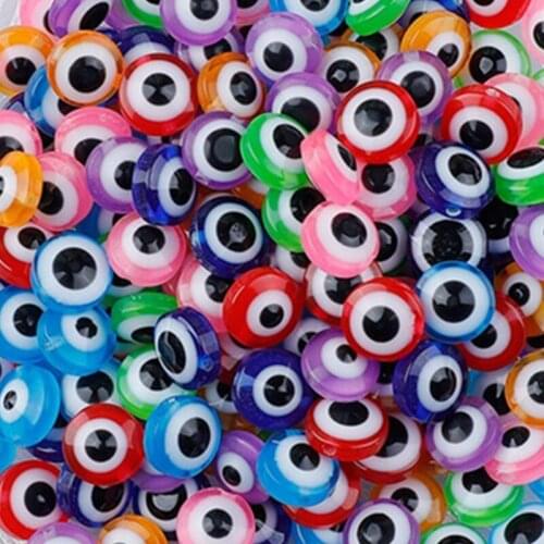 Mix Color 8mm 10mm 50pcs Oval Beads Evil Eye Resin Spacer Beads for Jewelry Making Bracelet Beads DIY Making Accessories M4