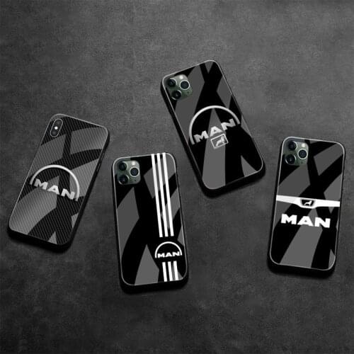 Man trucks logo Phone Case Tempered Glass For iPhone 12 pro max mini 11 Pro XR XS MAX 8 X 7 6S 6 Plus SE 2020 case