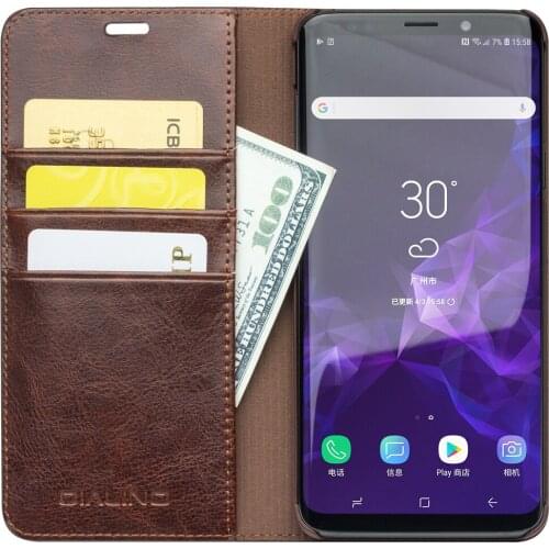 QIALINO Genuine Leather Flip Cover for Samsung Galaxy S9 Plus Wallet Card Slots Ultra Thin Fashion Bag Phone Case for Samsung S9