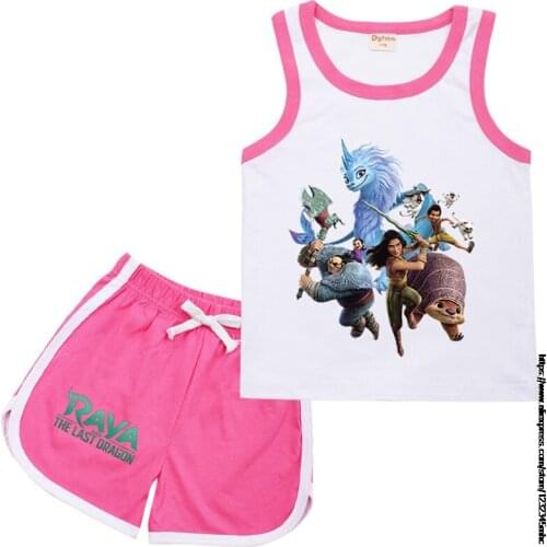 Raya and The Last Dragon Toddler Kids Clothing Children Vest Shorts 2 Pieces Tracksuit Baby Boys Sport Wear Kids Tracksuit