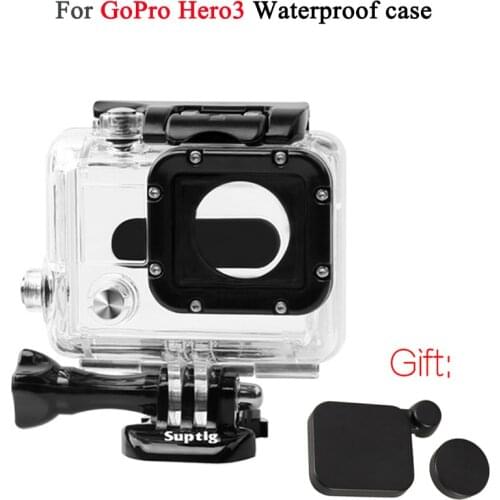 For Gopro accessories go pro hero 3 waterproof case + len cap case cover for Gopro hero 3 black/white/silver edition camera