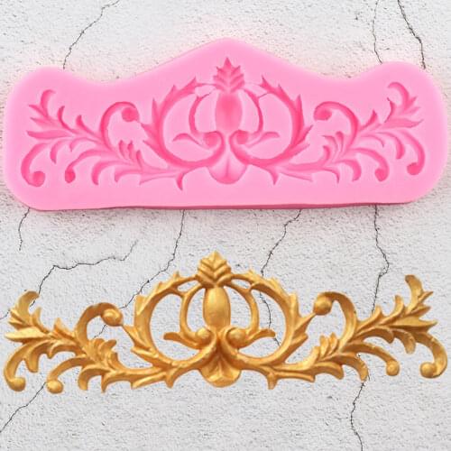 European Baroque Scroll Relief Silicone Mold Flower Cake Border DIY Fondant Cake Decorating Tools Candy Chocolate Gumpaste Mould