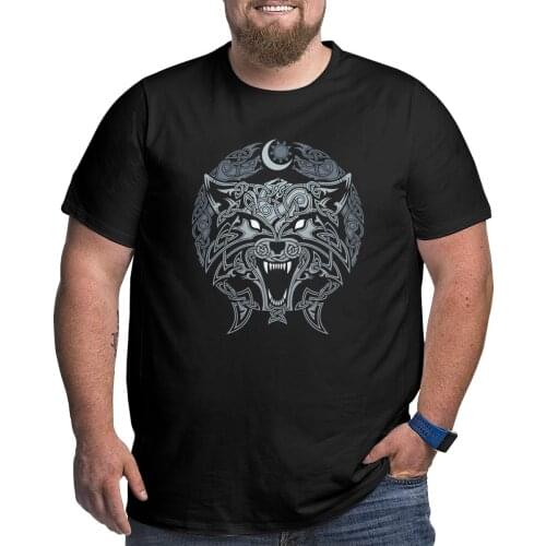 Wolves Of Ragnarok Vikings Valhalla Odin T Shirt Men Cotton T-Shirts Big Tall Tees Clothes Plus Size Big Size Large 4XL 5XL 6XL