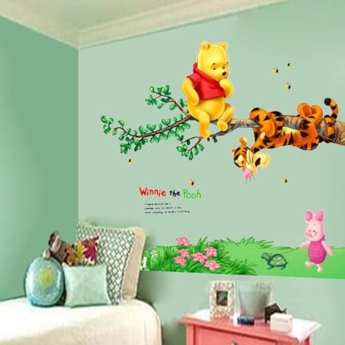 Hot Animal cartoon Winnie Pooh tree wall stickers for kids rooms boys girl home decor wall decals home decoration wall paper