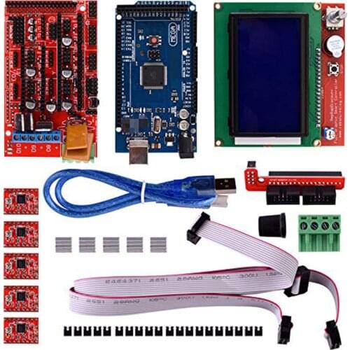 3D Printer Controller Kit for Arduino RepRap, RAMPS 1.4 + 2560 Board + A4988 Stepper Motor Driver + LCD 12864 Graphic Display