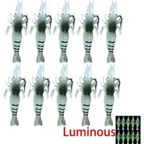 Shrimp Prawn Single Hook Wobbler For Fishing Lure/Accessories/Tackle Carp Luminous Worm Soft Silicone Bait Artificial Trout Bass