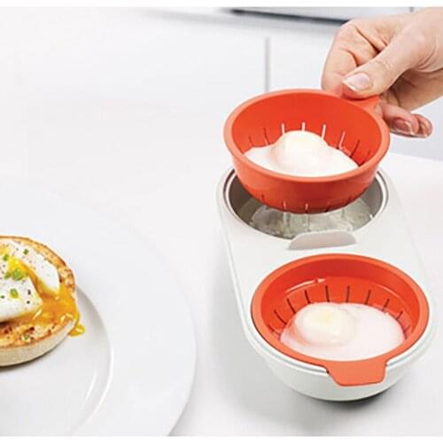 Creative Egg Boiler Food Garde Plastic Double Cup Egg Poacher Microwave Oven Steamed Egg Cooker Set Kitchen Cooking Tools