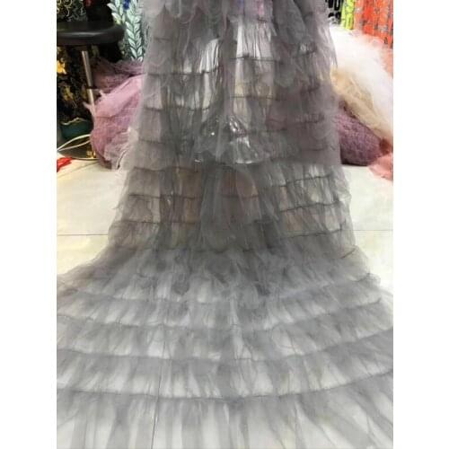 Tulle lace with ZH-2252 new arrival French sequins lace fabric embroidery lace fabric