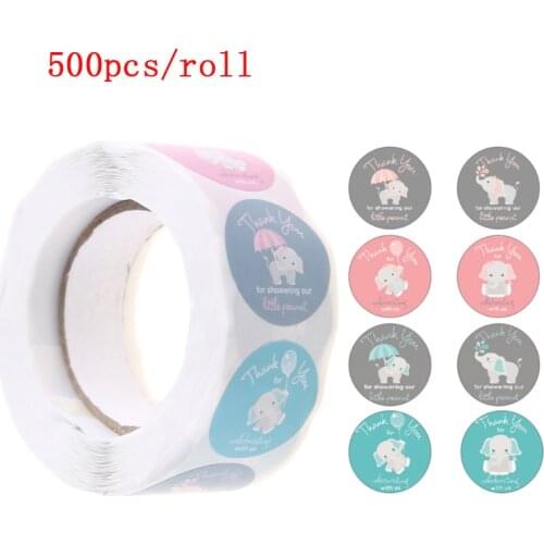 500pcs Elephant Thank You Stickers Seal Label for Small Shop Wedding Envelope
