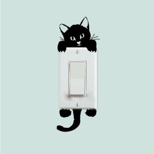UBRUSH Wall Stickers Bedroom Switch Cat PVC 6*14 cM Removable Wall Sticker Home Decor Art Sticker Wall Poster For Switch