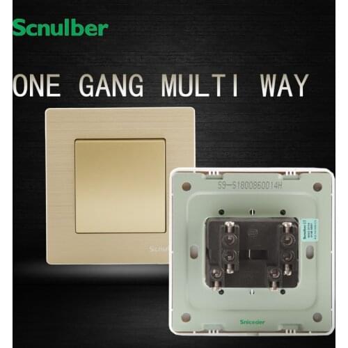 16A 220V champagne 1 gang multi way brushed finishing metal wall light switch