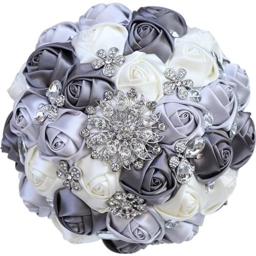European Style Bride Bridesmaid New Wedding Bouquet Silver Crystal Hemisphere Bouquet Sister Group DIY Wedding Decoration W309